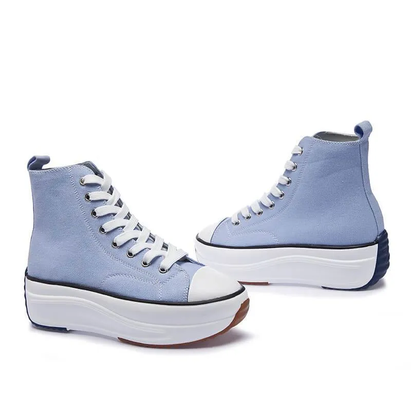 Women's Fashion Casual Lace-up Platform Heel Sneakers