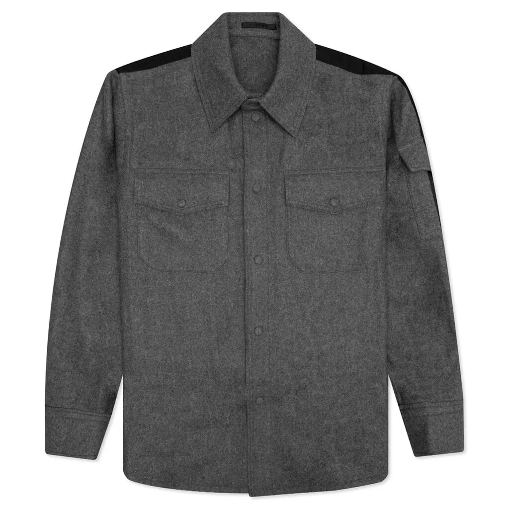 Wool Flannel Shirt - Grey Melange